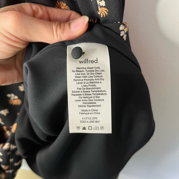 Aritzia Wilfred XXS Black Floral Halter Mini Dress Fairycore Coquette Chic Aline - Picture 9 of 10